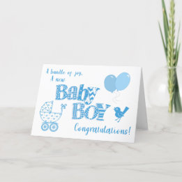 Nyfödd bebis Boy Grattiss Ballod Card Helgkort