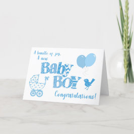 Nyfödd bebis Boy Grattiss Ballod Card Helgkort