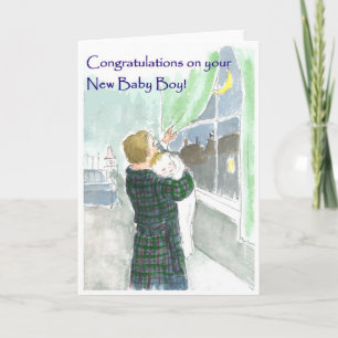 Nyfödd bebis Boy Grattiss Card Kort