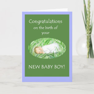 Nyfödd bebis Boy Grattiss Card Kort