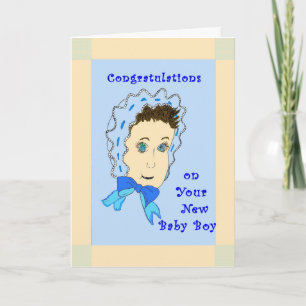 Nyfödd bebis Boy Grattiss Card Kort