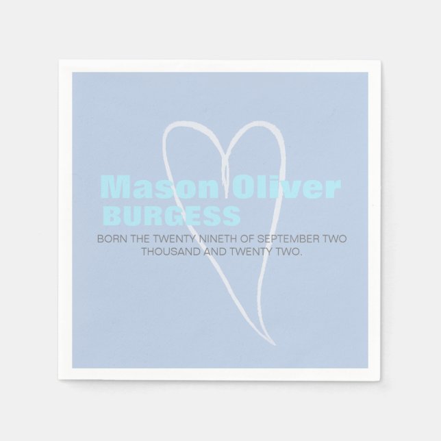 Nyfödd bebis Boy Heart Pappersservett (Framsidan)