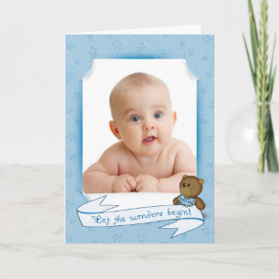 Nyfödd bebis Boy Photo Ram Announcment Meddelande