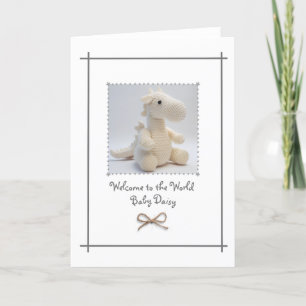 Nyfödd bebis Crochet Dragon Hälsning Card-Anpassni Tack Kort