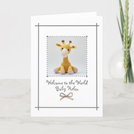 Nyfödd bebis Crochet Giraffe Hälsning Card Anpassn Tack Kort