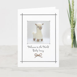 Nyfödd bebis Crochet Llama Hälsning Card Anpassnin Tack Kort