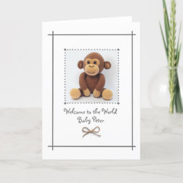 Nyfödd bebis Crochet Monkey Hälsning Card-Anpassni Tack Kort