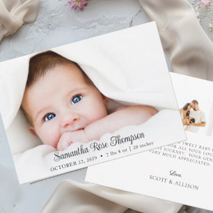 Nyfödd bebis Elegant - födelsekort för foto Inbjudningar