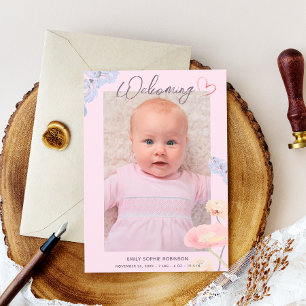 Nyfödd bebis Elegant Välkomstfotokollage Birth Meddelande