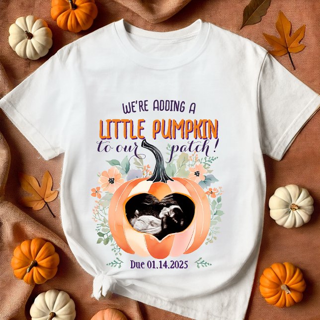 Nyfödd bebis Fall Pumpkin Gravid Reveal Ultrasound T Shirt (Skapare uppladdad)