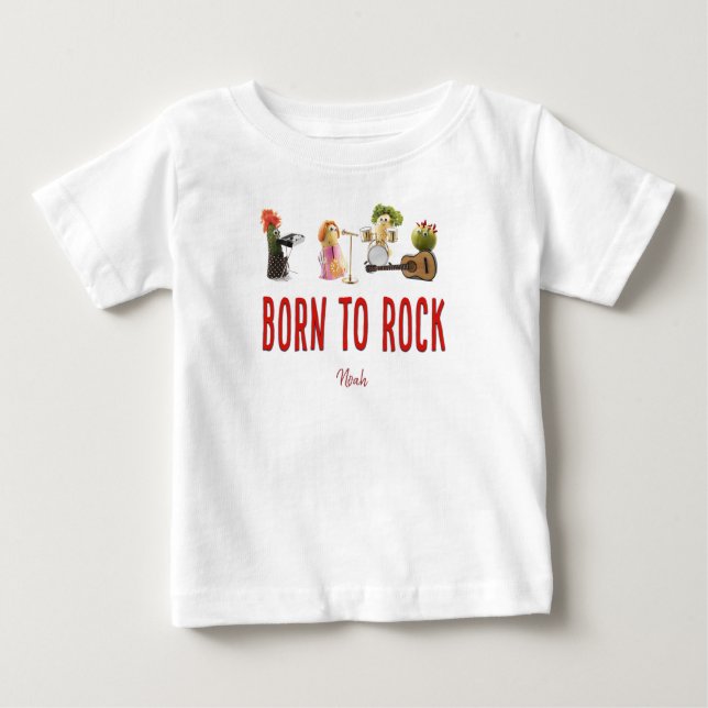 Nyfödd bebis född till rock kul rolig t-shirt (Framsida)