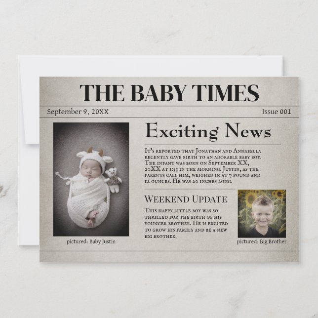 Nyfödd bebis födelsedag inbjudningar (Framsida)