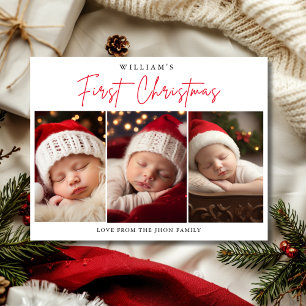 Nyfödd bebis första jul fotokollage julkort