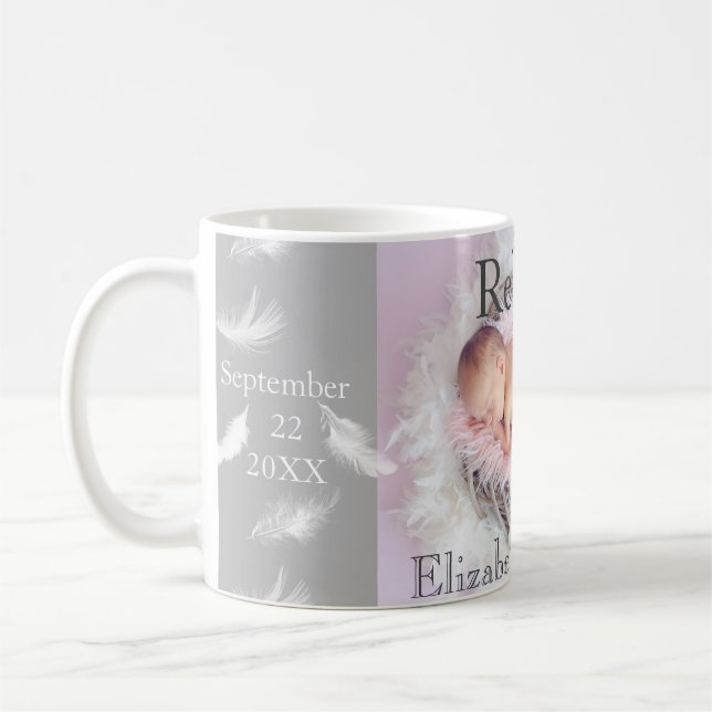 Nyfödd bebis foto Namn DOB-längd för foto- Kaffemugg (Vänster)