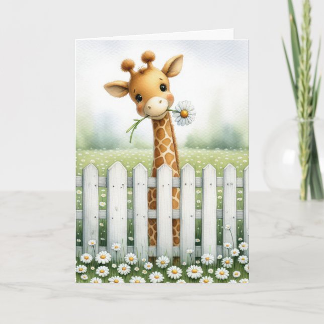 Nyfödd bebis Giraffe med Daisy Kort (Framsida)