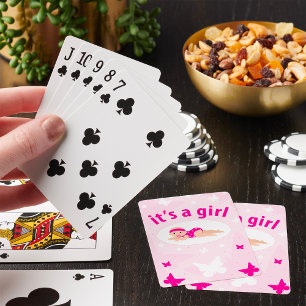 Nyfödd bebis Girl Announcement Casinokort