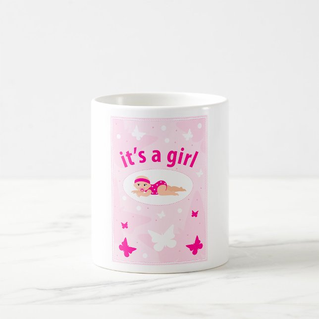 Nyfödd bebis Girl Announcement Kaffemugg (Skapare uppladdad)
