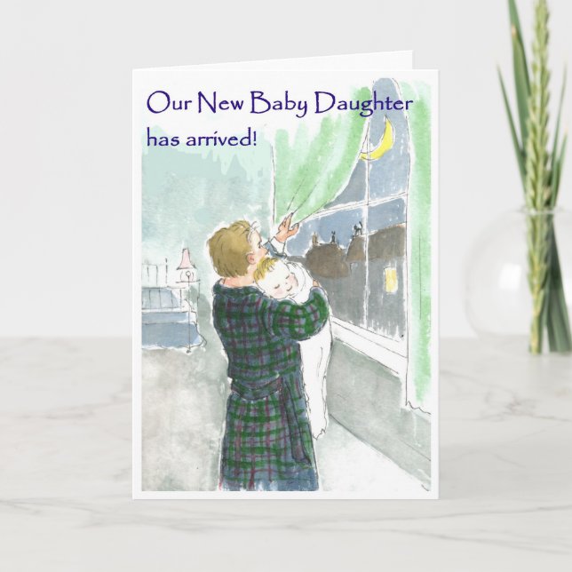 Nyfödd bebis Girl Arrival Notice Meddelande (Framsida)