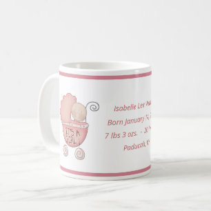 Nyfödd bebis Girl Birth Information Cute Baby Carr Kaffemugg