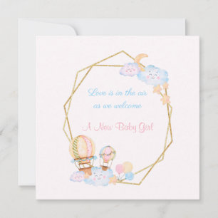 Nyfödd bebis Girl Birth Notice Julkort