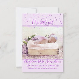 Nyfödd bebis Girl Birth Stats Lavender Lilac | PHO Meddelande