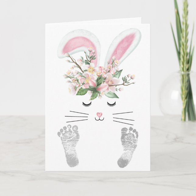 Nyfödd bebis Girl Bunny Kort (Framsida)