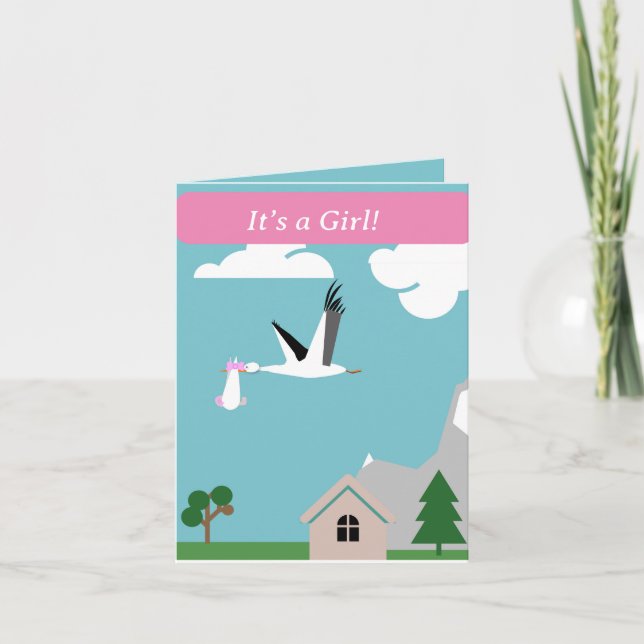 Nyfödd bebis Girl Editable Kort (Framsida)