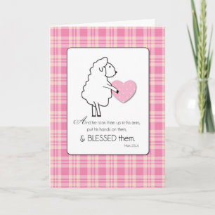 Nyfödd bebis Girl Grattis Religiösa Lamb Kort