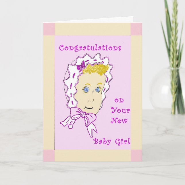 Nyfödd bebis Girl Grattiss Card Kort (Framsida)