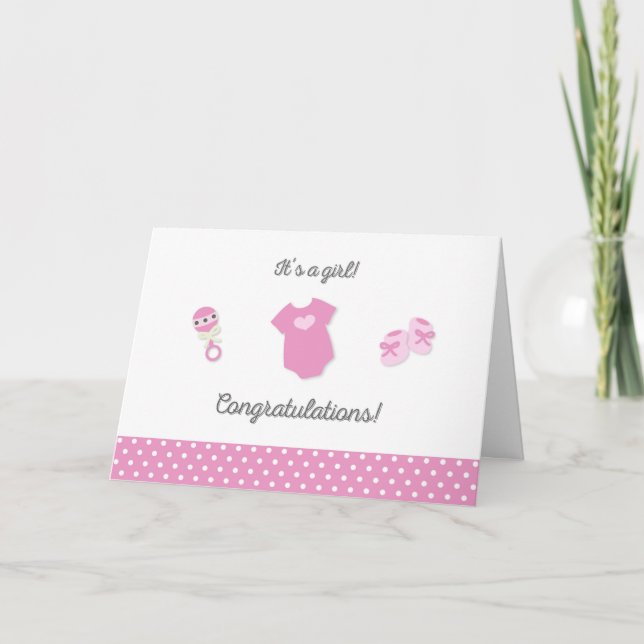 Nyfödd bebis Girl Grattiss Card Kort (Framsida)