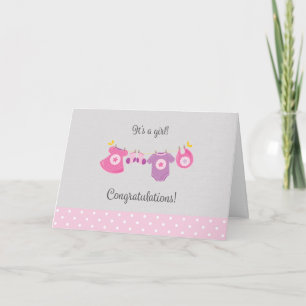 Nyfödd bebis Girl Grattiss Card Kort
