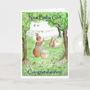 Nyfödd bebis Girl Grattiss Card Kort
