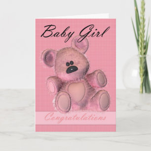 nyfödd bebis Girl Grattiss Kort