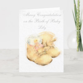 NYFÖDD BEBIS GIRL GREETING CARD TACK KORT