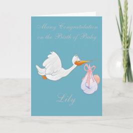 NYFÖDD BEBIS GIRL GREETING CARD TACK KORT