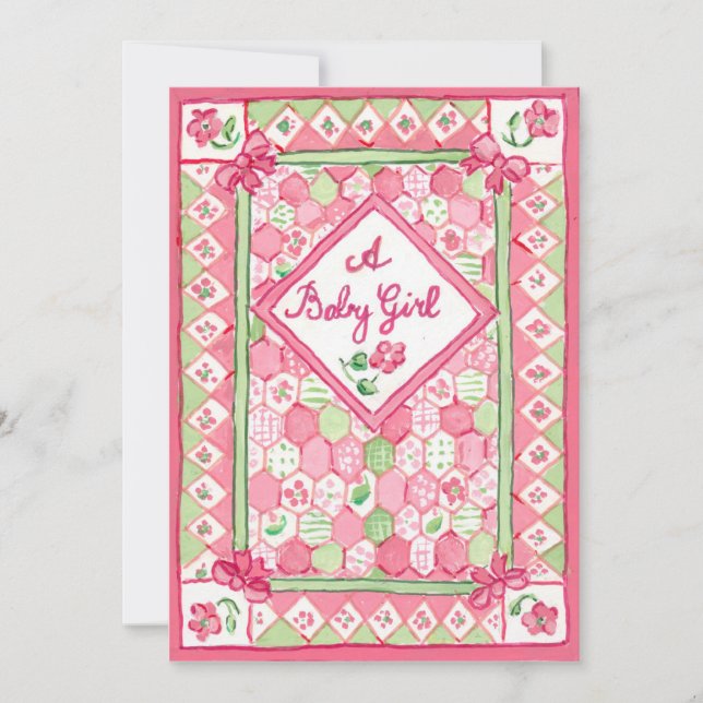 Nyfödd bebis Girl Notification Card Inbjudningar (Framsida)