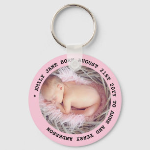 NYFÖDD BEBIS GIRL PHOTO FAVORS-textpresentationer Nyckelring