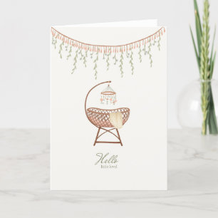 Nyfödd bebis Girl Sweet Boho Crib Grattis Card Kort