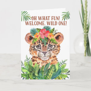 Nyfödd bebis Grattis Baby Cheetah Jungle Theme Kort