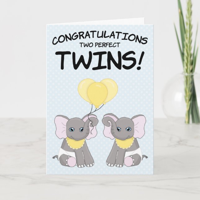 Nyfödd bebis Grattis två Twillingar Baby-kort Kort (Framsida)