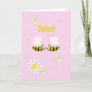Nyfödd bebis Grattis Twin Girls Kort