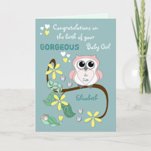 Nyfödd bebis-grattisens rosa och grönt kort