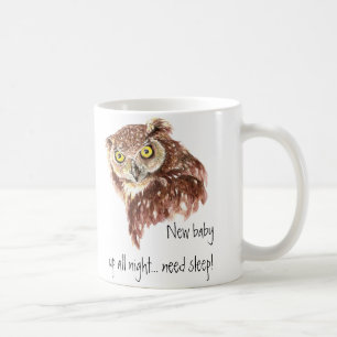 Nyfödd bebis hela natten behöver sova, Uggla Kaffemugg