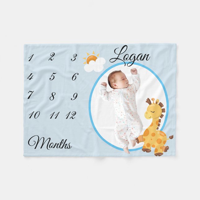 Nyfödd bebis Infant Milestone Giraffe Keepsaké Pho Fleecefilt (Skapare uppladdad)