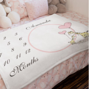 Nyfödd bebis Infant Milestone Rosa Giraffe Photo Fleecefilt