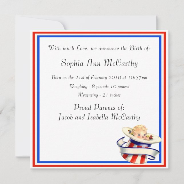 Nyfödd bebis meddelande (Framsida)