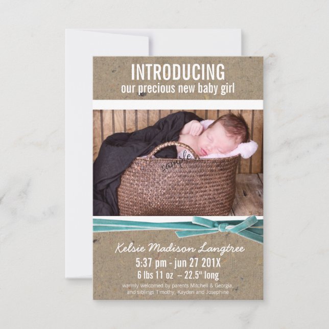 Nyfödd bebis meddelande med stort foto (Framsida)