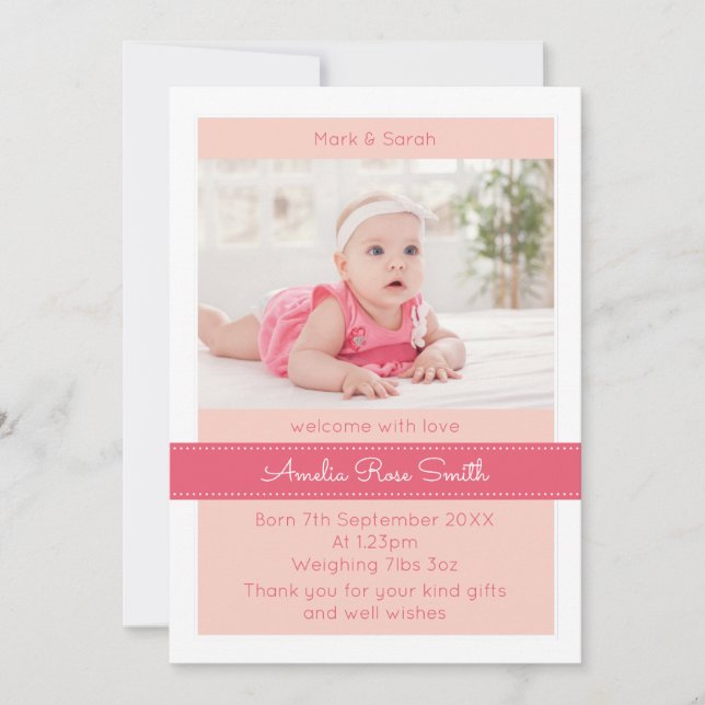 Nyfödd bebis-meddelande/tackkort meddelande (Framsida)