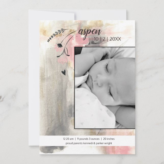 Nyfödd bebis Modern Photo Stil Meddelande (Framsida)