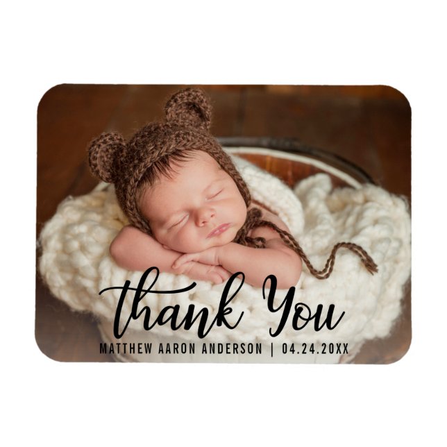 Nyfödd bebis Modern Tack Blk Magnet (Horisontell)